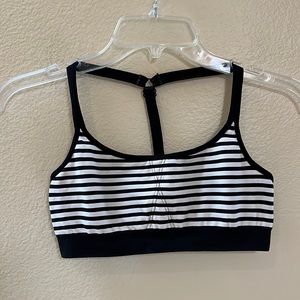 Athleta black and white striped sports bra